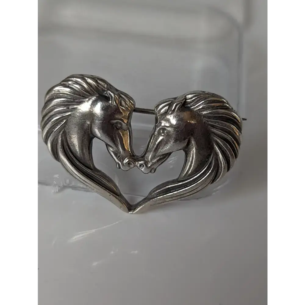 Silver Steed Horse Heart Brooch / Stock Tie Pin Brooches