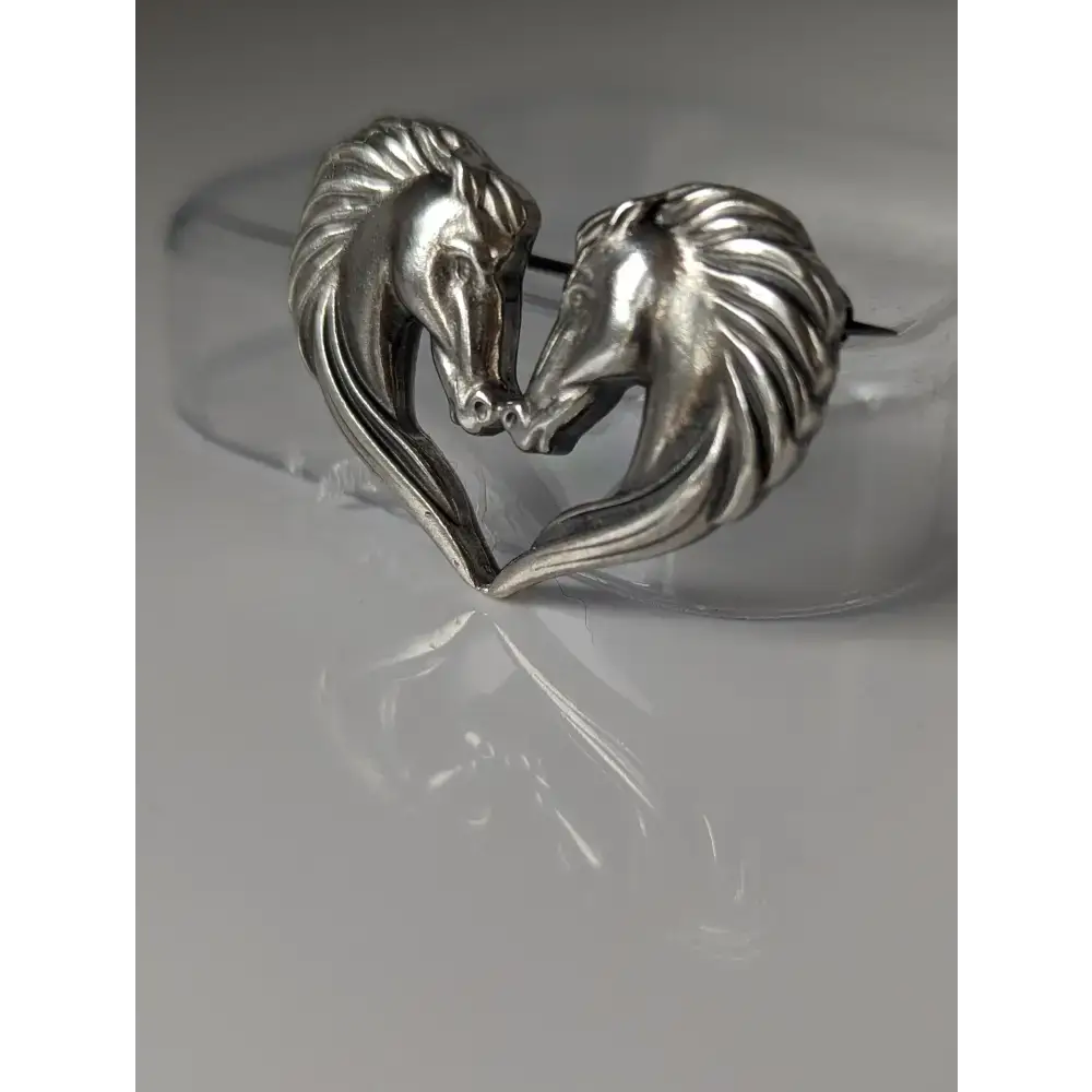 Silver Steed Horse Heart Brooch / Stock Tie Pin Brooches