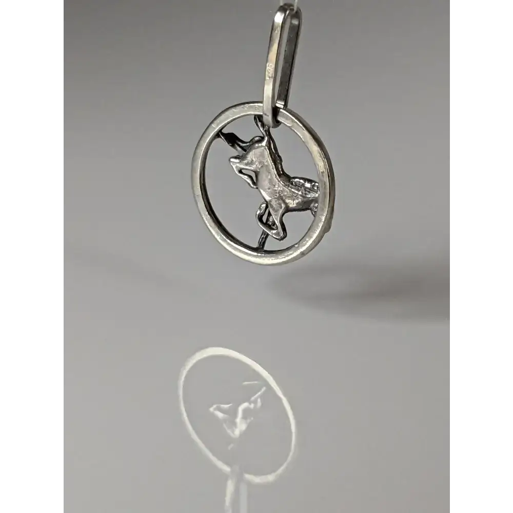 Silver Steed Horse in a Circle Pendant Pendant