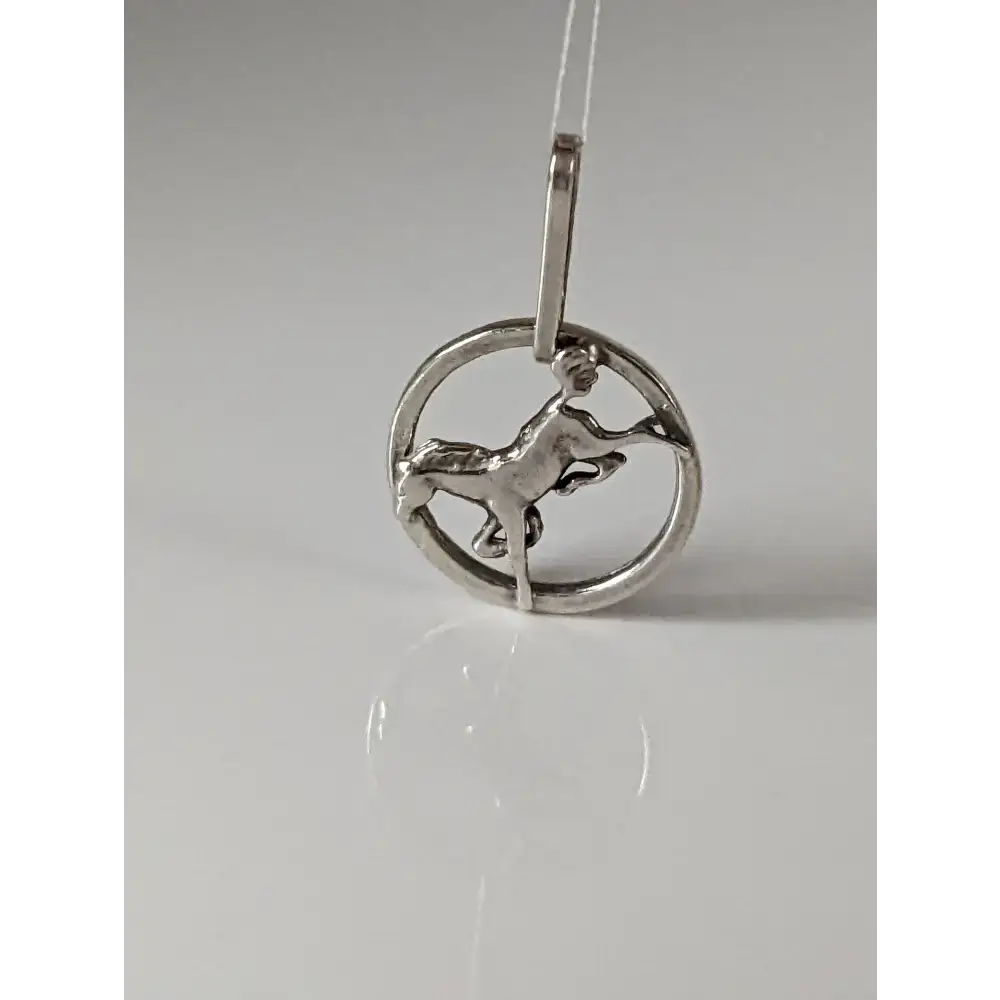 Silver Steed Horse in a Circle Pendant Pendant
