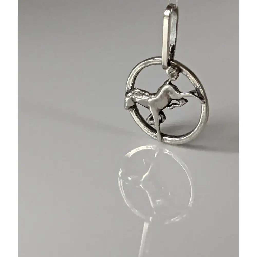 Silver Steed Horse in a Circle Pendant Pendant