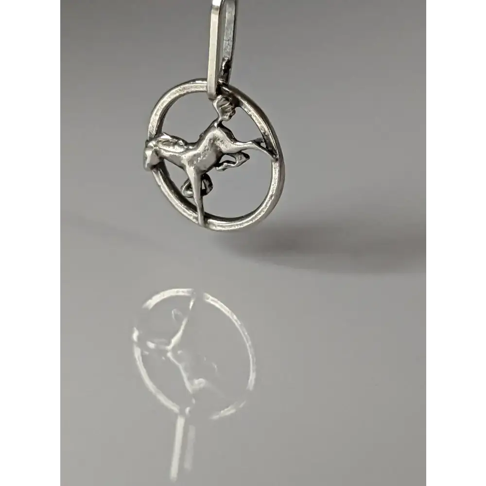 Silver Steed Horse in a Circle Pendant Pendant