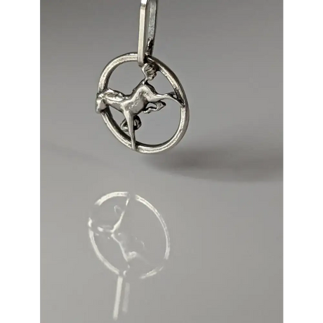 Silver Steed Horse in a Circle Pendant Pendant