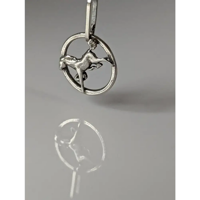 Silver Steed Horse in a Circle Pendant Pendant