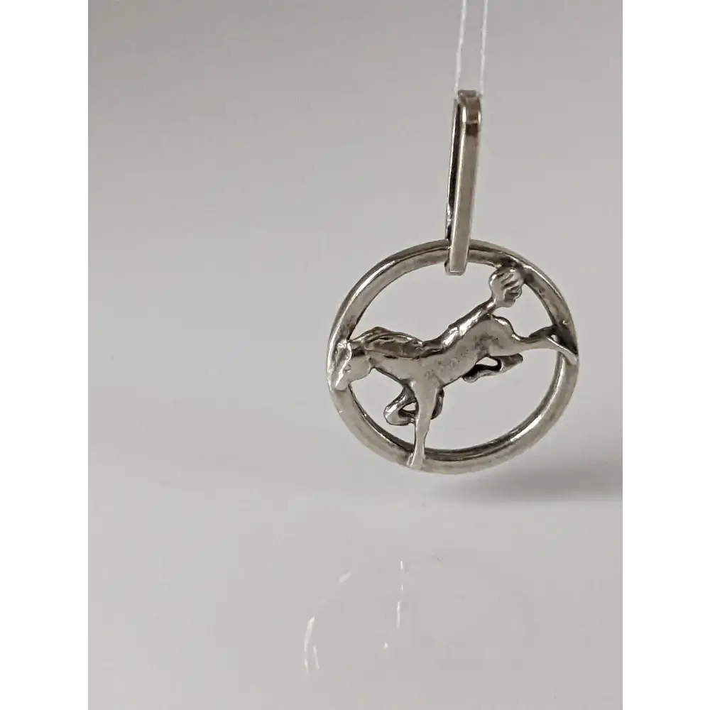 Silver Steed Horse in a Circle Pendant Pendant
