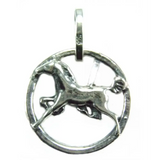Silver Steed Horse in a Circle Pendant Pendant