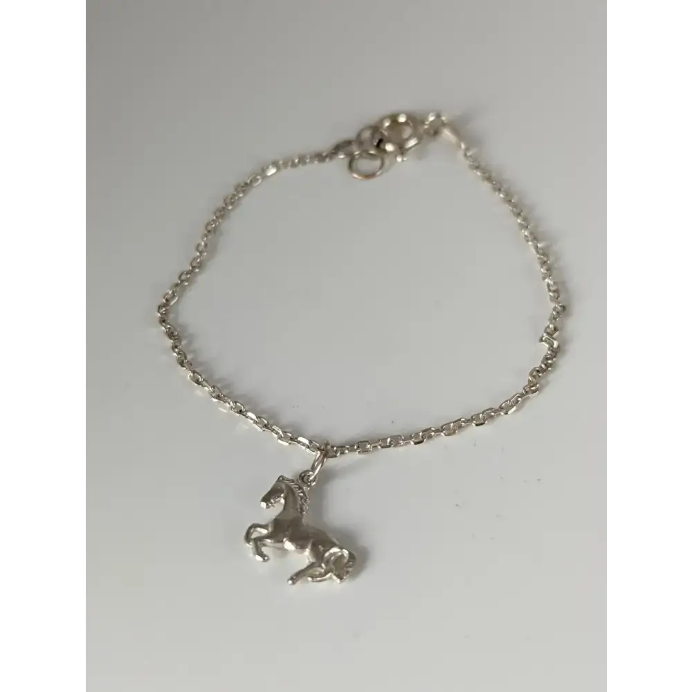 Silver Steed Horse on a Chain Delicate Bracelet Bracelets