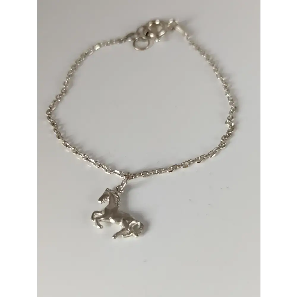 Silver Steed Horse on a Chain Delicate Bracelet Bracelets