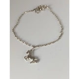 Silver steed sterling silver chain delicate bracelet featuring a detailed horse charm with a twisted chain and clasp
