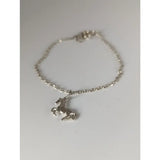 Silver steed horse chain delicate bracelet featuring a detailed horse charm with a polished sterling silver finish