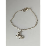 Silver steed horse chain delicate bracelet with detailed horse charm made of sterling silver and secure clasp