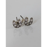 Silver Steed Horse Shoe Zirconnia Stud Earrings Earrings