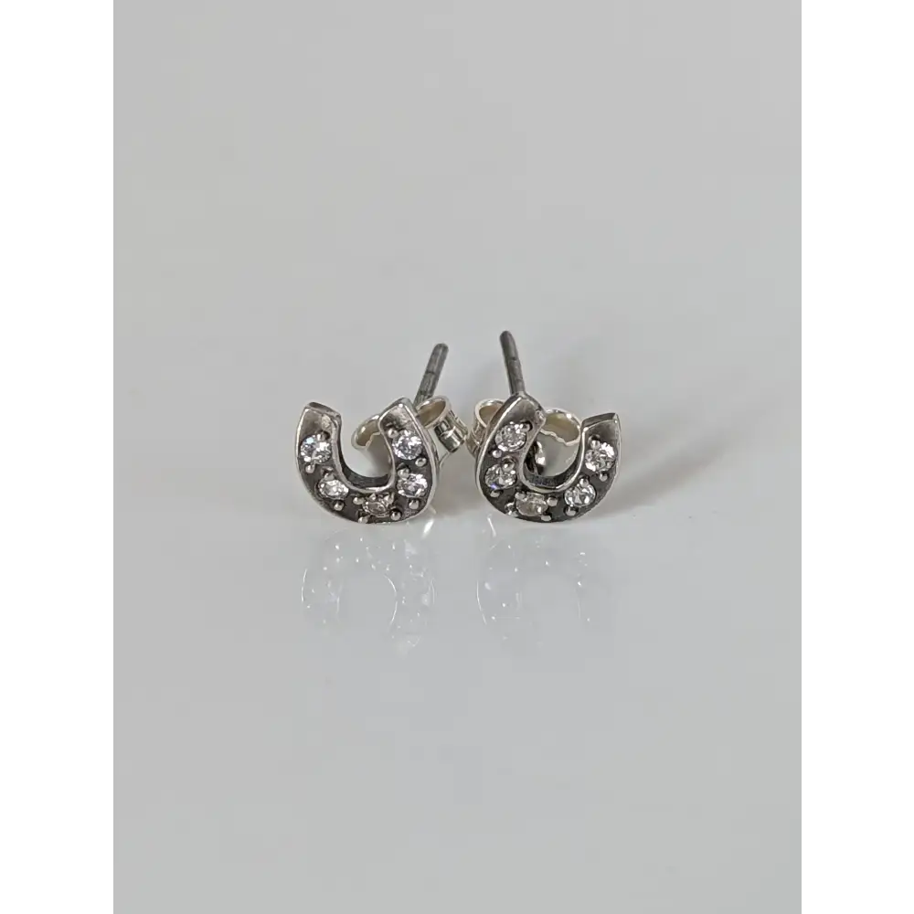 Silver Steed Horse Shoe Zirconnia Stud Earrings Earrings