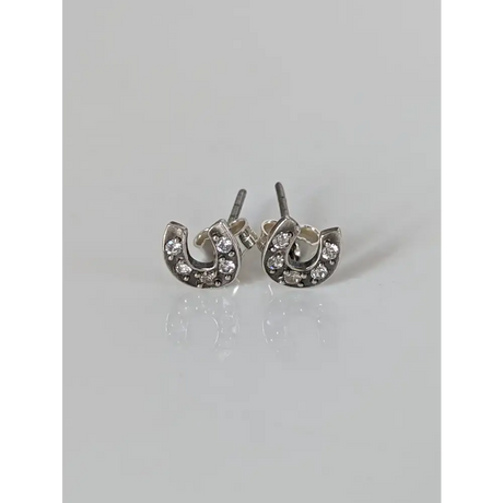 Silver Steed Horse Shoe Zirconnia Stud Earrings Earrings