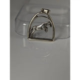 Silver steed horse stirrup silver pendant with detailed galloping horse design on high polished chain