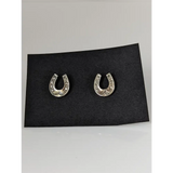 Silver Steed Horseshoe 3 Studs Earrings