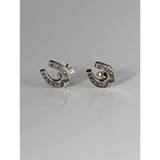 Silver Steed Horseshoe 3 Studs Earrings