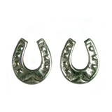 Silver Steed Horseshoe 3 Studs Earrings