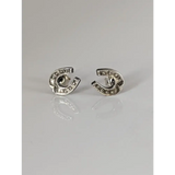 Silver Steed Horseshoe 3 Studs Earrings