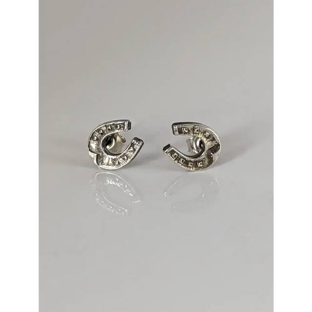 Silver Steed Horseshoe 3 Studs Earrings
