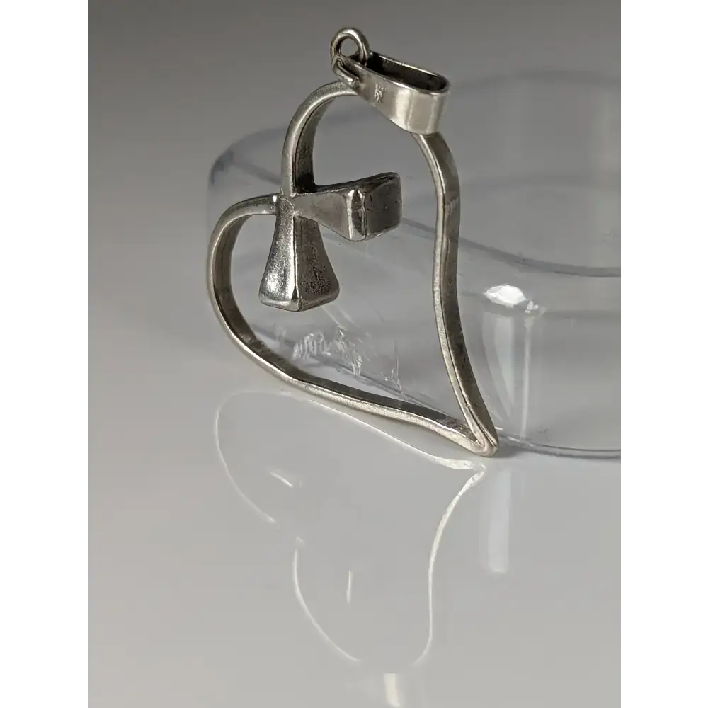 Silver Steed Horseshoe Nail, Hoof Nail Heart Silver Pendant Pendant