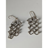 Silver steed infinity chain dropped earrings in silver with cascading geometric loops and small spherical beads