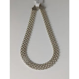 Silver steed interlink silver bracelet with silver-toned multi-strand chain and textured interlocking link design