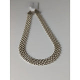 Silver steed interlink multi-strand silver bracelet with textured interlocking chain design in silver tone