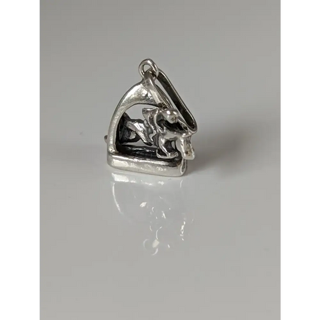 Silver Steed Jump Over a Stirrup, Stirrup & Jockey Silver Pendant Right Pendant