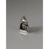 Silver steed jump over a stirrup jockey silver pendant with a detailed silver horsebit charm and miniature horse figure inside