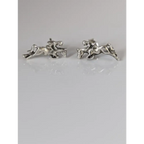 Silver Steed Jumping Horse&Rider Studs Earrings
