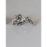 Silver Steed Jumping Horse&Rider Studs Earrings