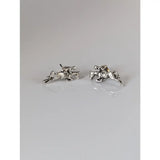 Silver steed jumping horse and rider stud earrings in sterling silver with intricate detailing