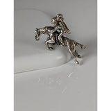 Silver steed jumping jockey silver pendant with detailed sculpted design of horse and rider charm in silver