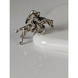 Silver steed jumping jockey silver pendant charm with intricate detailing and polished silver metallic finish