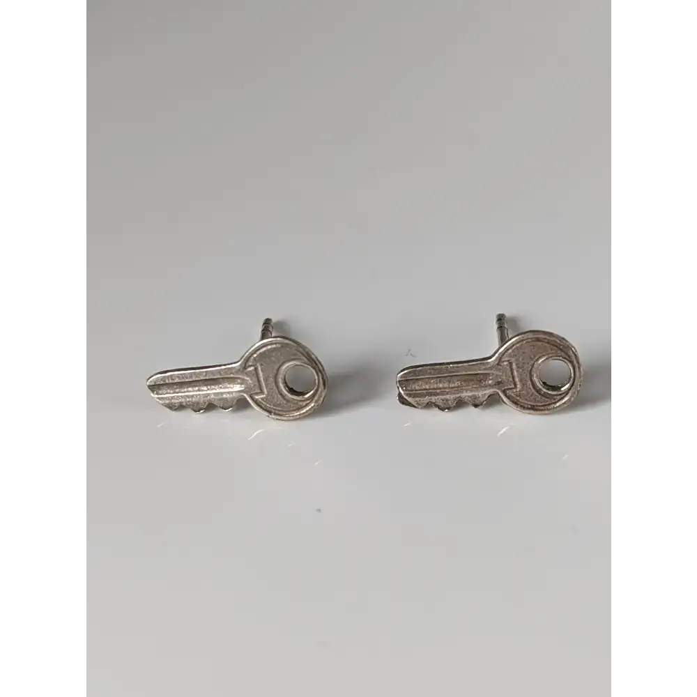 Silver Steed Key Stud Earrings Earrings