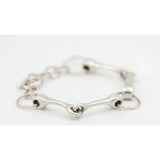 Silver steed large snaffle bracelet featuring a sleek sterling silver horsebit design with polished metal links