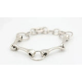 Silver steed large snaffle bracelet with polished sterling silver horsebit links and central ring design