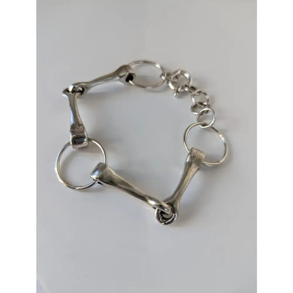 Silver steed large sterling silver snaffle bracelet with polished metal links and sleek minimalist design
