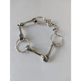Silver steed large sterling silver snaffle bracelet with polished metal links and sleek minimalist design