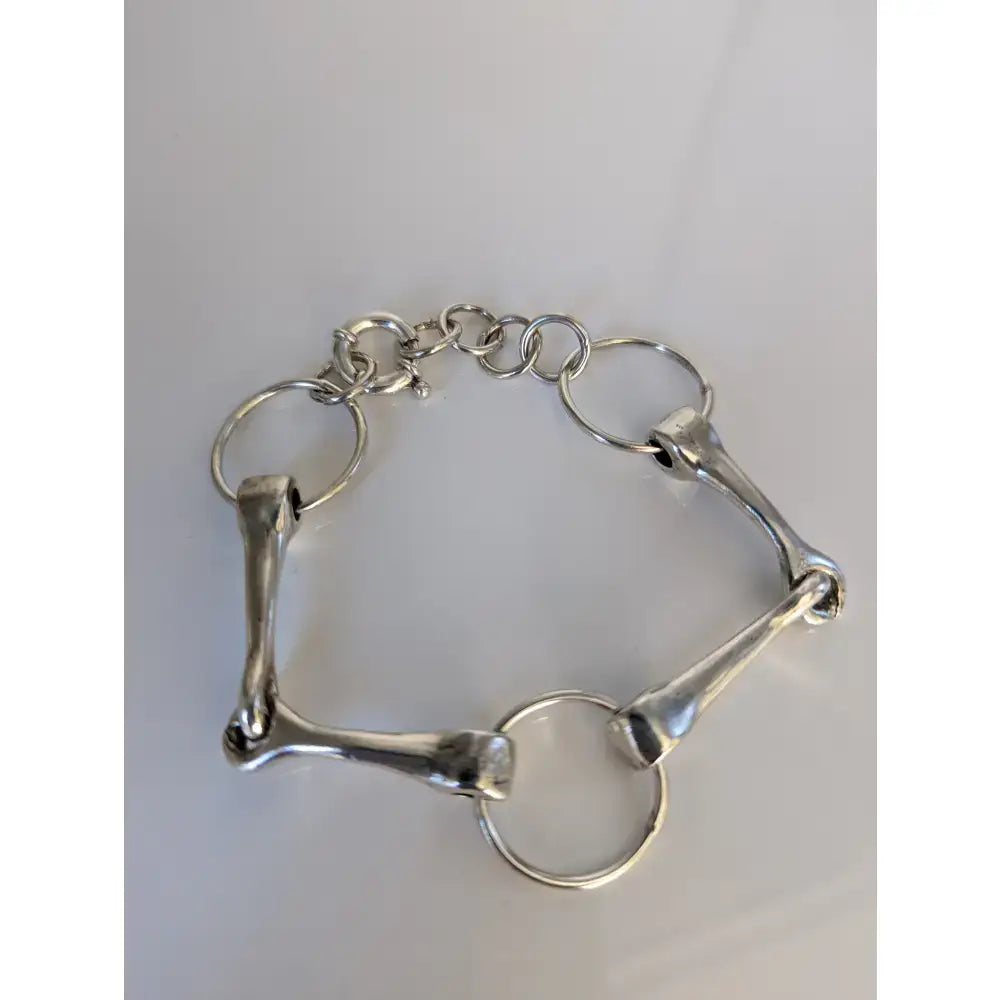 Silver steed large sterling silver snaffle bracelet with polished metal links and a sleek minimalist design
