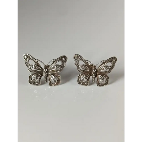 Silver Steed Large Butterfly Stud Earrings Earrings