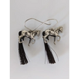 Silver Steed Large Silver Horse Long Earrings with horse hair tail Earrings