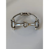 Silver steed large silver horsebit style bangle with sterling silver polished links and a robust design ring centerpiece