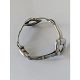 Silver steed large snaffle bangle in sterling silver with a robust sculptural link design featuring ovals and rectangles
