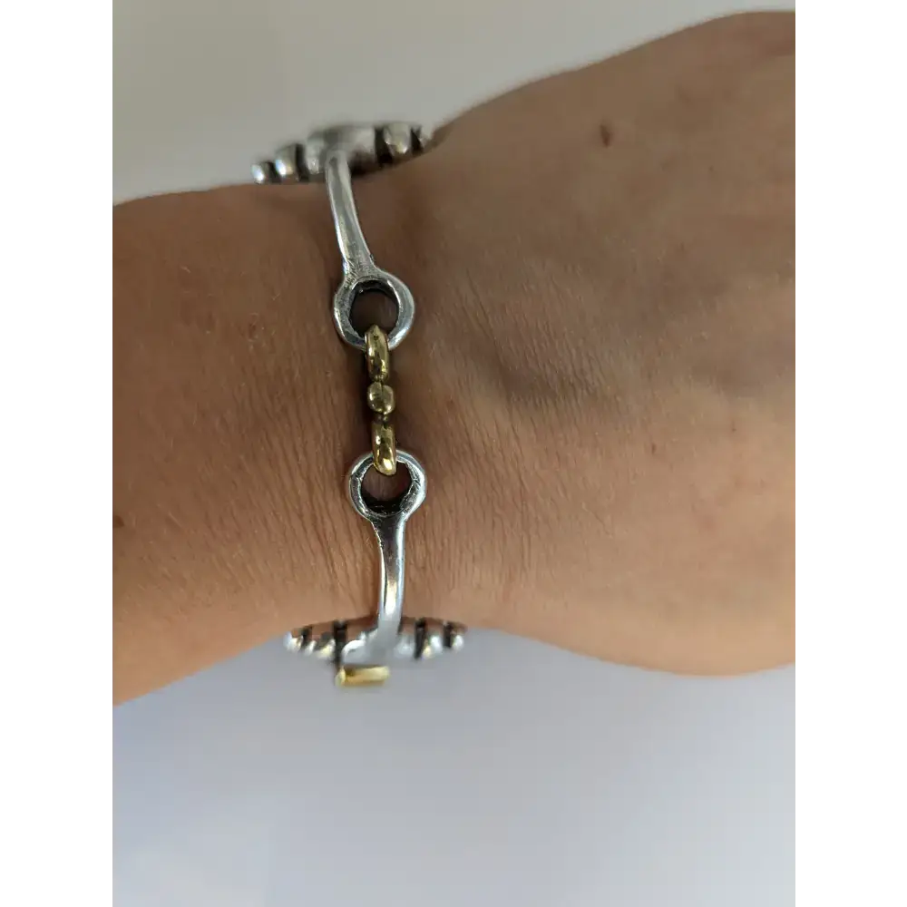 Silver Steed Large Two Tone Silver French Link Snaffle Bracelet Bracelets