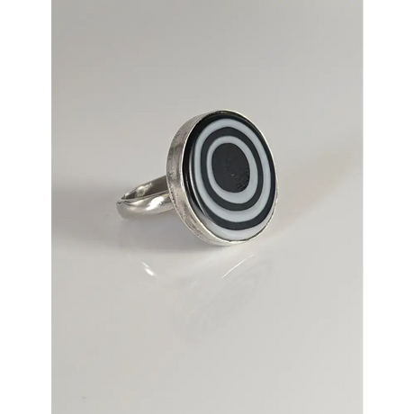 Silver Steed Large Unique Black and White Mass Silver Ring M Rings