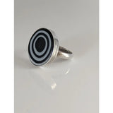 Silver steed large sterling silver white mass ring with a unique black and white concentric circle design