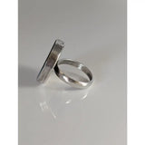 Two silver steed large rings with a unique black silver ring design and textured sterling silver white mass finish