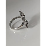 Silver steed large unique flower handmade silver ring with intricate floral leaf patterns and textured band